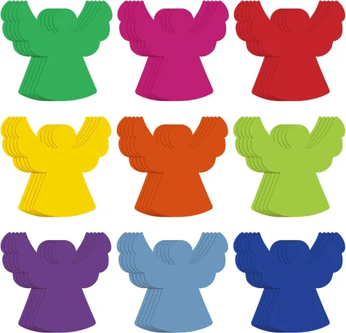 Geyee 108 Piezas Recorte de Ángel en Papel Recortes de Ángel en Papel de Navidad Recortes de Color Surtido Pequeños Recortes para Tablero de