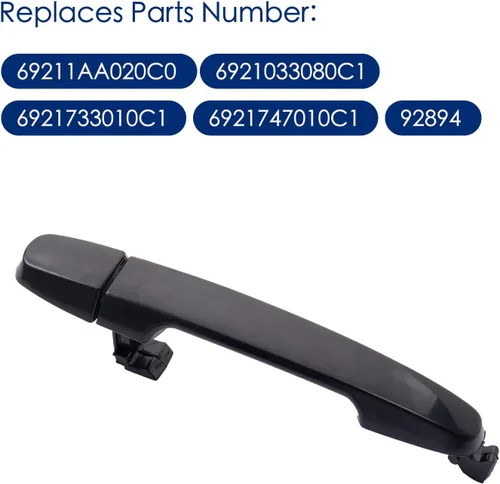 Miniatura 5 de Manija de puerta trasera para conductor y pasajero para 03-13 Toyota Corolla, RAV4/Highlander, Pontiac Vibe, 02-06 Camry, sin llavero, negro