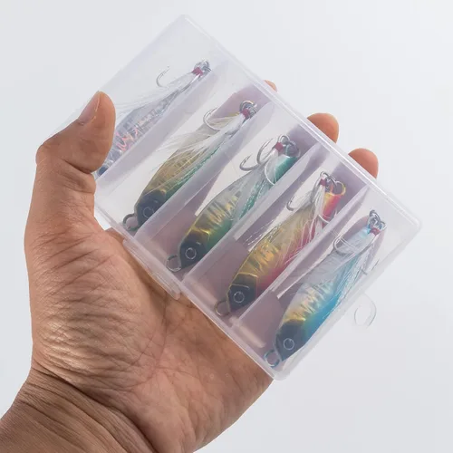 Miniatura 8 de Alwonder Paquete de 5 cucharas de pesca con anzuelos agudos, cucharas de fundición de agua dulce y salada, señuelos de pesca de surf, plantillas