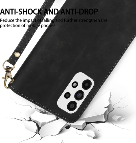 Miniatura 7 de ZZXX Samsung Galaxy A53 5G - Funda para teléfono celular con bloqueo RFID, cartera, soporte, piel sintética suave de alta calidad, color negro, 6.5