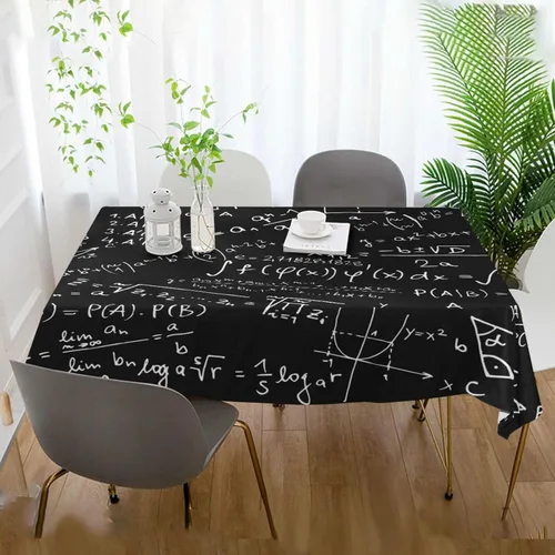 Miniatura 6 de YETTASBIN Mantel cuadrado creativo negro matemático, impermeable, resistente a las manchas, a las arrugas, lavable, de poliéster, para picnic, cena