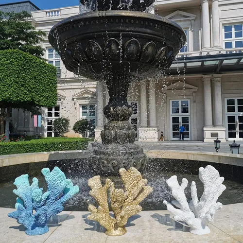Miniatura 9 de Decoración de coral azul, estatua artificial de arrecife de coral, decoración náutica de mesa para sala de estar y hogar (7.8 pulgadas de alto)