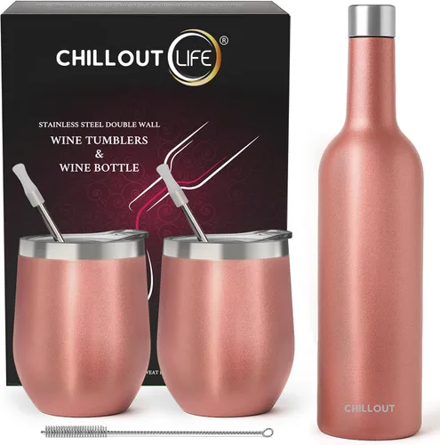Miniatura 12 de CHILLOUT LIFE Vasos Térmicos de Vino de Acero Inoxidable de 12 oz Paquete de 2 - Vasos de Vino con Aislamiento al Vacío de Doble Pared con Tapas