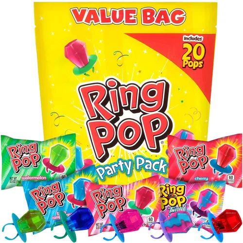 Ring Pop - Paquete de paletas envueltas individualmente, paquete de variedad para fiesta, 20 paletas por bolsa (caja de 12 bolsas)