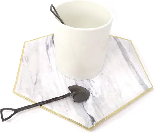 Miniatura 6 de Honbay 4 cucharas de postre de helado de café con forma de pala de oro de acero inoxidable para el hogar y fiesta (dorado) (negro)