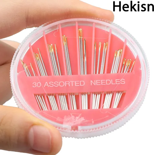 Miniatura 5 de Hekisn 30 agujas de coser a mano de alta calidad, 6 tamaños, 30 unidades, agujas de coser surtidas, agujas de coser para reparación de costura a
