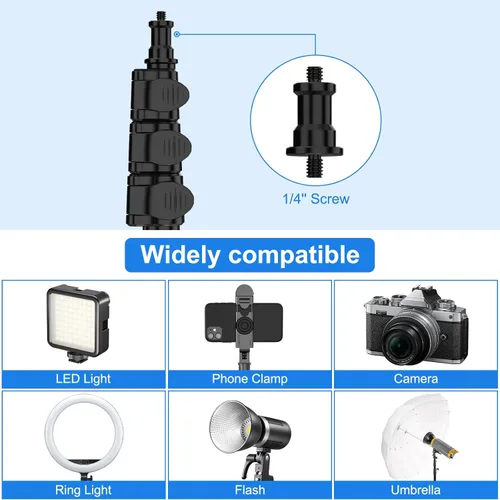 Miniatura 4 de Anautin Soporte de luz extensible para fotografía, soporte de trípode ligero de 6.6 pies para viajes, soporte de iluminación de estudio resistente