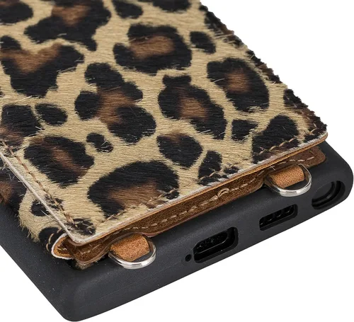 Miniatura 5 de Bayelon Funda cruzada de cuero compatible con Samsung Galaxy S23 Ultra, funda de cuero de grano completo con correa de cuero para el hombro Leopard