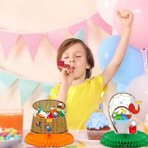 Miniatura 5 de Zonon 12 piezas de decoraciones de fiesta de pesca que se han ido a pescar, decoraciones de fiesta, mesa de nido de abeja, suministros de pescador