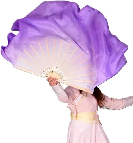 Miniatura 2 de HEARTTOUCH Velos cortos de seda para mujer, hechos a mano, Taichi Kungfu seda para bailar