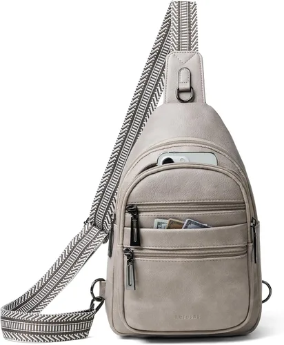 Miniatura 14 de Leresas - Bolsa de 7L para colgarse para mujeres y hombres, 4 bolsillos con cremallera, bolsas de moda estilo bandolera, riñonera, bolso de cuero
