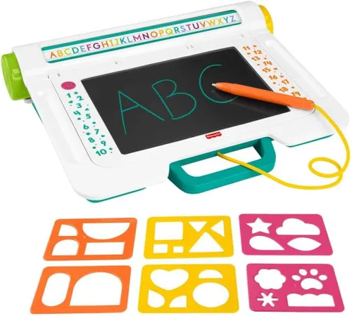 Fisher-Price Juguete Preescolar Mesa de Aprender y Garabatear, Tableta de Escritura y Dibujo Sin Desorden con Pantalla LCD para Viajes, Juego
