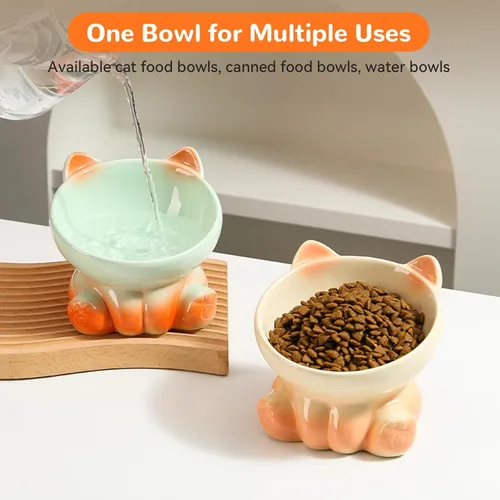 Miniatura 6 de Cuencos elevados para gatos, cuencos elevados para gatos de interior, cuencos inclinados de comida para gatos aptos para bigotes, lindo cuenco