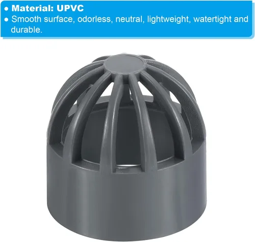Miniatura 4 de PATIKIL Cubierta de rejilla de drenaje de atrio de 0.984 in, paquete de 2 adaptadores redondos de tubería de drenaje de alcantarillado UPVC