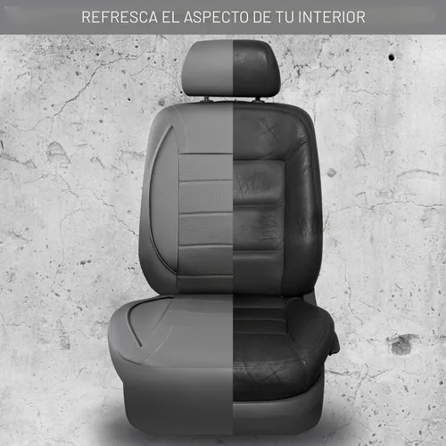 Miniatura 6 de CAR PASS Fundas de Asiento de Automóvil de Cuero Sintético con Ribetes Juego Completo, Fundas de Asiento de Cuero Transpirable Gris para Gris