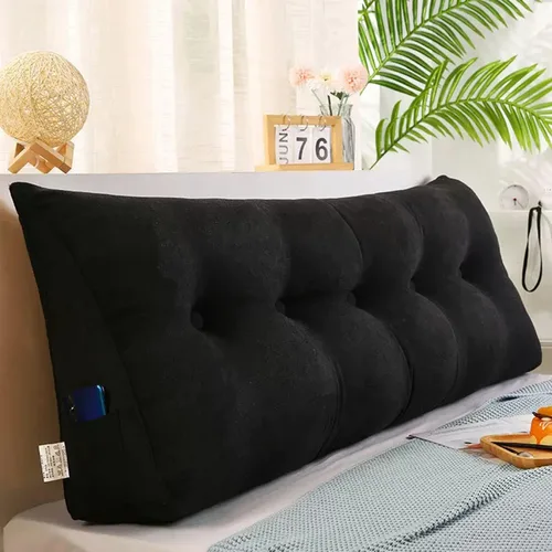 Miniatura 13 de Almohada triangular grande de cuña de lectura, cojín de cabecera para reposo en cama, almohada de forro polar para cabecero, respaldo con funda