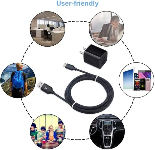 Miniatura 6 de Cargador de pared USB, adaptador de cargador de 2.1 A con cable de carga rápida de 6 pies para Motorola Moto Razr 2024, Moto G 5G 2024/Edge 2024