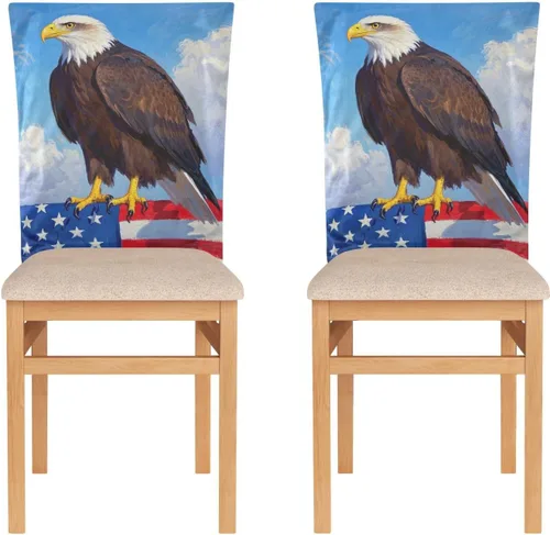 Miniatura 2 de 4th of July Independence Day Brown Bird Decorative Chair Protectors Covers for Family Gatherings Removable Office Seat Cover forro para sillas
