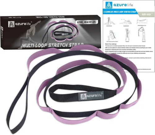 Miniatura 3 de A AZURELIFE Half-Elastic Stretch Straps with 11 Loops, Stretching Strap for Physical Therapy, Multi-Loop Yoga Strap Fitness Exercise Strap for Yoga