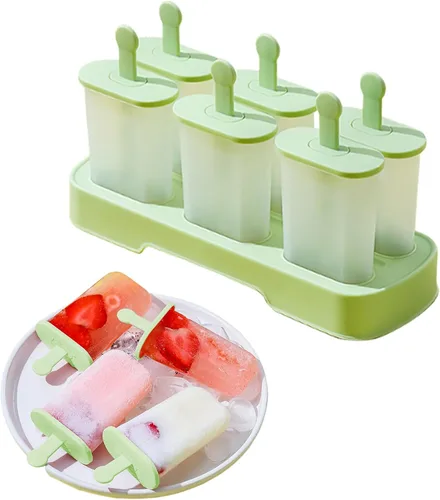 Miniatura 10 de Juego de moldes para paletas, 6 piezas con palitos, máquina de paletas de hielo, sin BPA, moldes para paletas de hielo de fácil liberación, moldes