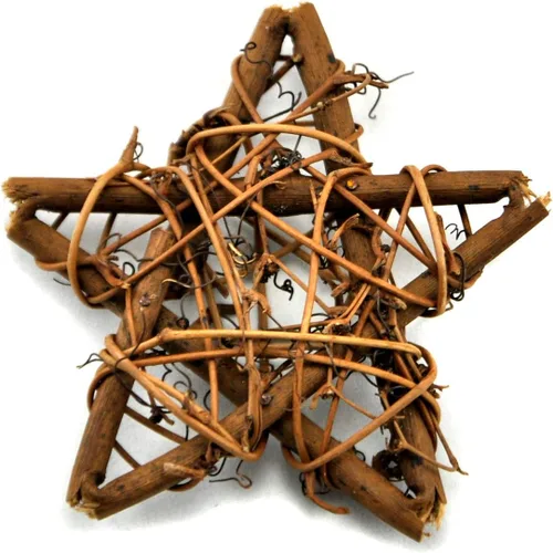 10 estrellas de vid de mimbre de color natural de 4 pulgadas para decoración de árbol de corona de jardín