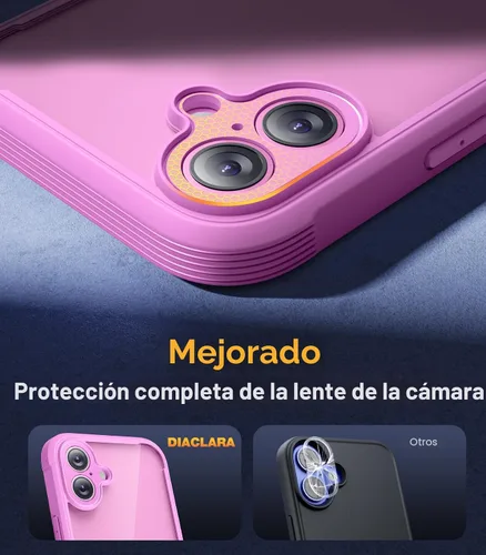 Miniatura 6 de Diaclara Funda diseñada para iPhone 16, mejorada [protección completa de la cámara], carcasa resistente de cuerpo completo con protector de pantalla