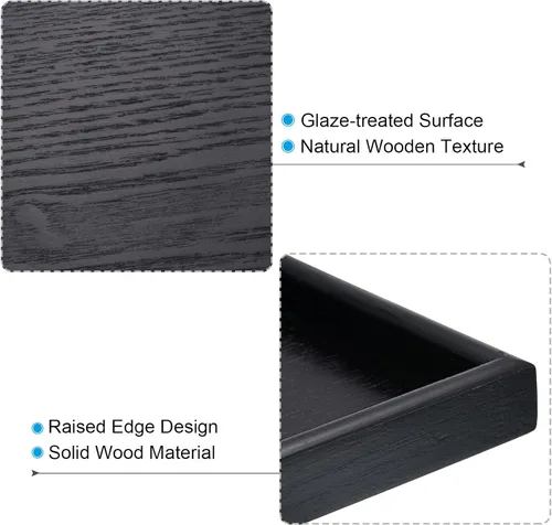 Miniatura 3 de PATIKIL Bandeja de madera para servir de 12 x 8 pulgadas, base exterior rectangular decorativa para decoración del hogar, mesa de cocina