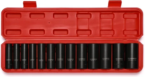 Miniatura 2 de CASOMAN Juego de llaves de vaso de impacto profundo de 1/2 pulgada, juego de 13 piezas, 7/16"-1-1/4", CR-MO, SAE, estuche de almacenamiento