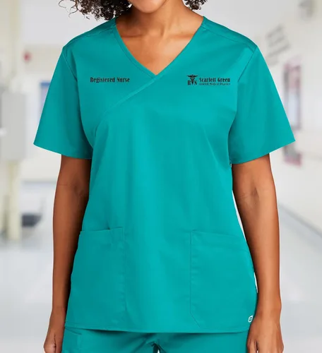 Miniatura 3 de Top de uniforme médico bordado con bordado para añadir tu logo de texto, iniciales de monograma, para mujer