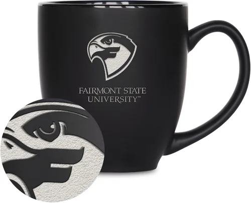 Miniatura 455 de Rico Industries - Taza de cerámica mate negra con grabado láser estándar de 15oz para NCAA (escuelas T & U) - Para bebidas calientes o frías