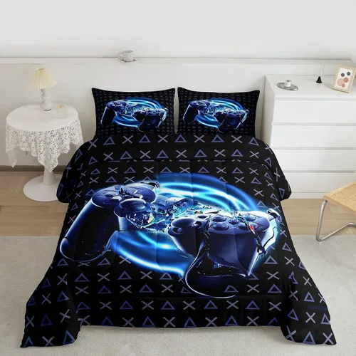 Miniatura 14 de Juego de edredón de videojuegos para niños y adolescentes, juego de ropa de cama para todas las estaciones, juego de ropa de cama