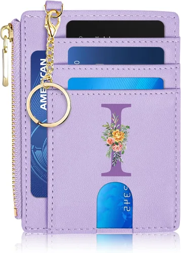 Miniatura 36 de Tarjetero para mujer minimalista y delgado con bolsillo frontal, bloqueo RFID, cartera compacta con ventana para identificación y bolsillo