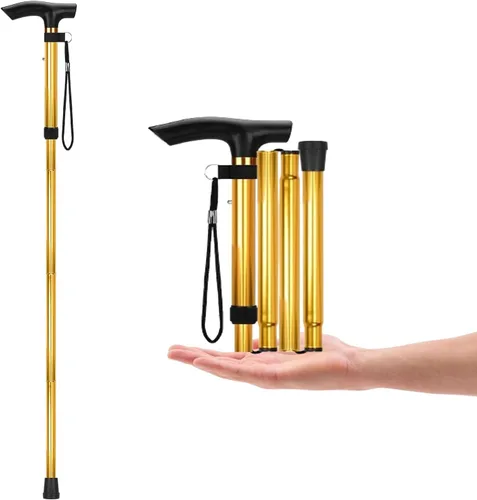 Miniatura 8 de Bastones de aleación de aluminio y bastón de senderismo plegable antideslizante, longitud ajustable para ancianos