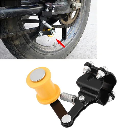 Miniatura 9 de Rodillo tensor de cadena ajustador de motocicleta, longitud de enlace universal modificada con pernos largos de respaldo (negro)