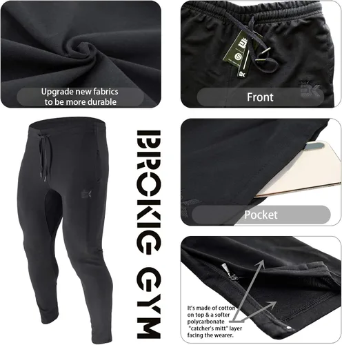 Miniatura 5 de Brokig - Pantalones deportivos con cremallera para hombre, pantalones casuales para entrenamiento y gimnasia, cómodos pantalones de chándal