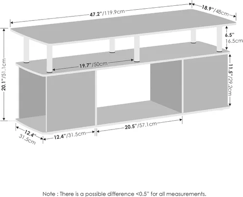 Miniatura 2 de Furinno Jaya - Mesa auxiliar rectangular moderna con estante abierto, mesa auxiliar con almacenamiento lateral, para sala de estar, dormitorio, Pino