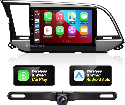 para Elantra 2016 2017 2018 Android pantalla táctil compatible con Carplay inalámbrico Android Auto, radio de coche estéreo Bluetooth navegación