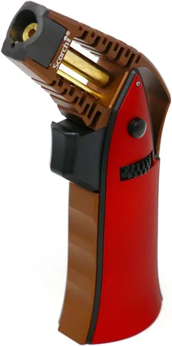 Miniatura 2 de Antorcha Scorch Torch de 6.75" de aluminio, ajustable, recargable con butano, fabricada con CNC, portátil, en caja de regalo (Rojo #1)