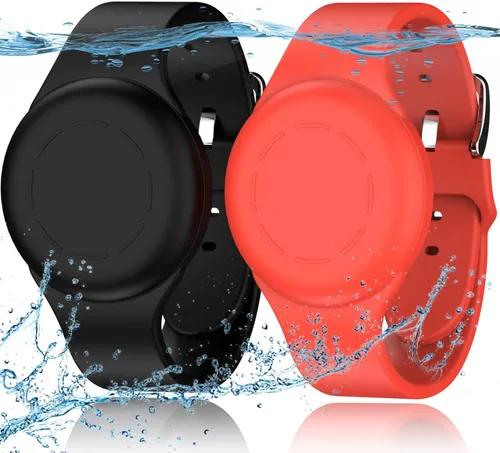 R-fun Impermeable para Brazaletes Air Tag [Paquete de 2] Compatible con Localizadores Apple Air Tag, Funda Protectora de Silicona Suave, Anti