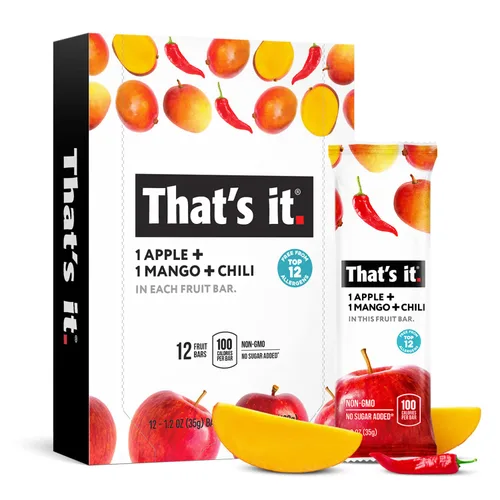 That's it. Manzana+Mango+Chili 100% Natural Gran Sabor Barra de Fruta Seca Real, Vegana, Sin Gluten, Paleo, Kosher, Sin OMG, Sin Conservantes, Sin
