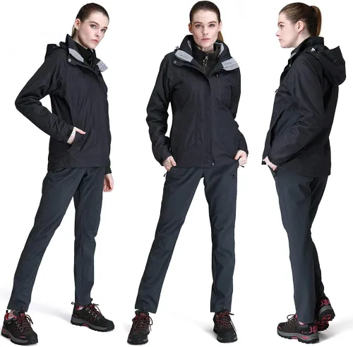 Miniatura 6 de CAMEL CROWN - Chaqueta de esquí para mujer, impermeable, 3 en 1, chaqueta de invierno resistente al viento, forro polar cálido, con capucha