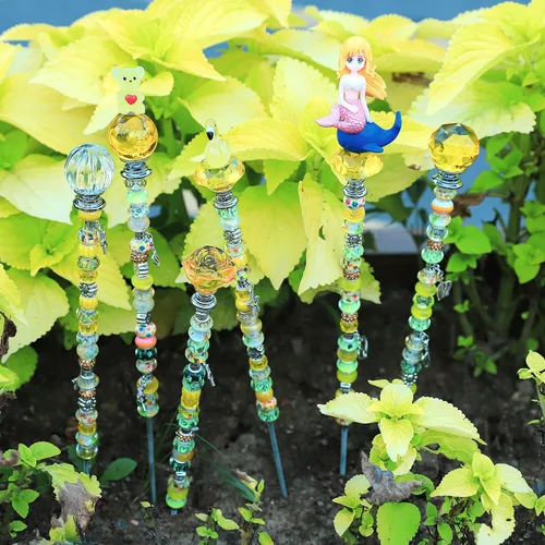 Miniatura 2 de Kit de 158 piezas de varitas de hadas de bricolaje para jardín, múltiples esquemas de color con cuentas europeas, cristales y puntas de diamante