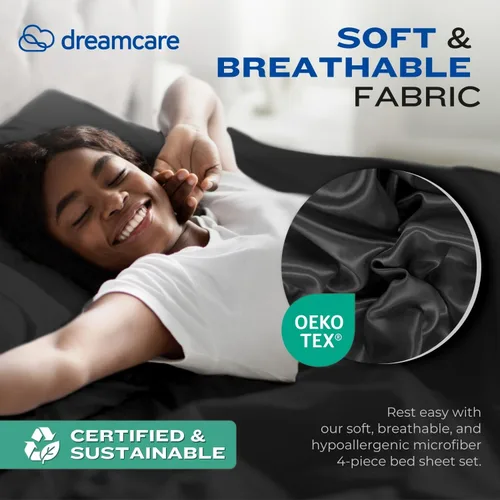 Miniatura 6 de DREAMCARE Juego de sábanas tamaño Queen – 4 piezas de sábanas de enfriamiento – hasta 21” Sábanas de bolsillo extra profundo tamaño Queen – Sábanas