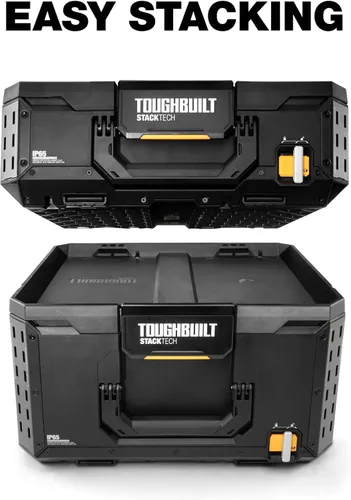 Miniatura 7 de ToughBuilt Organizador de almacenamiento StackTech, caja de herramientas modular transparente con sistema de bloqueo automático, protección IP65