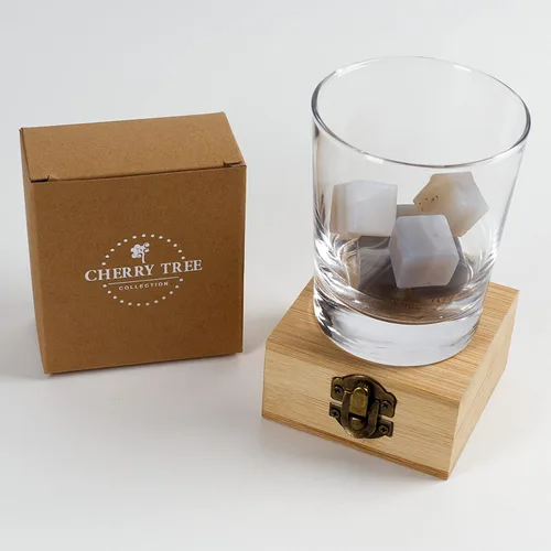 Miniatura 4 de Cherry Tree Collection El Piedras de whisky Piedras de infusión de agua de cristal Piedras preciosas naturales Juego de 6 Ágata de Botswana