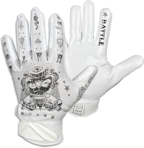 Battle Sports - Guantes de fútbol americano para receptor abierto con dorso de mano, ultraadherentes y con agarre, antideslizantes, para adultos y