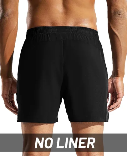 Miniatura 3 de MIER Paquete de 3 pantalones cortos deportivos para correr de 5 pulgadas, de secado rápido, ligeros, para gimnasio, entrenamiento, deportes
