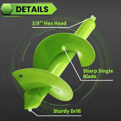 Miniatura 3 de Broca de Taladro Helicoidal para Plantar - Broca de Taladro de Jardín de Servicio Pesado de 4"X12" Helicoidal - Herramienta Plantadora de Bulbos