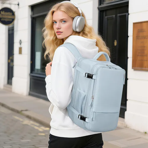 Miniatura 2 de Mochila de viaje de cabina aprobada por aerolíneas Beraliy para hombres y mujeres, Azul-claro, X-Grande, Mochilas de viaje