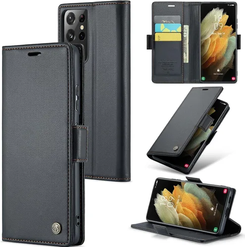 Miniatura 9 de Funda tipo cartera compatible con Samsung Galaxy S21 con tarjetero de bloqueo RFID, funda de piel con función atril para Samsung Galaxy S21 de 6.2